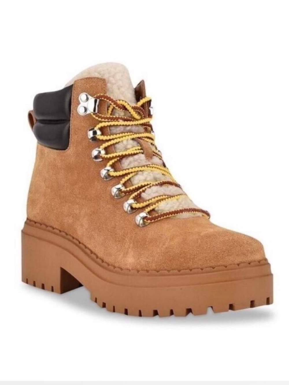 Marc Fisher Nairy Genuine Leather Faux Sherling Lined Hiking Boot Size 8.5